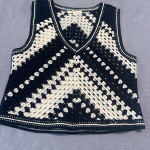 Black & White V-Neck Tank Top